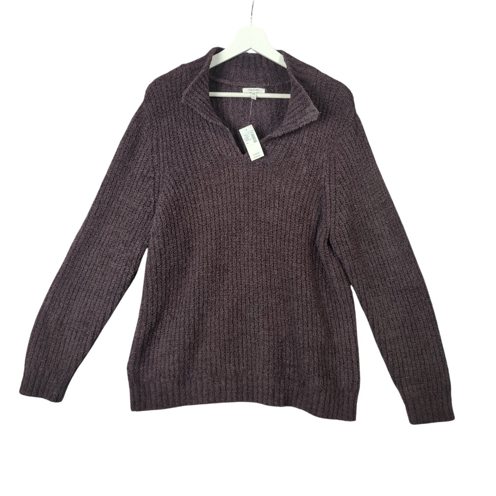 Maurices Women Cozy Gorpcore Chenille Pullover Sweater 1X Purple Ribbed Knit NEW